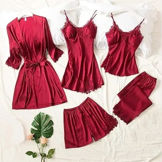 Romance Bloom Silk Nighty (5Pc)