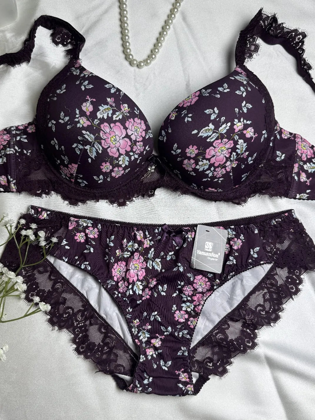Floral Print Bra & Panty Set