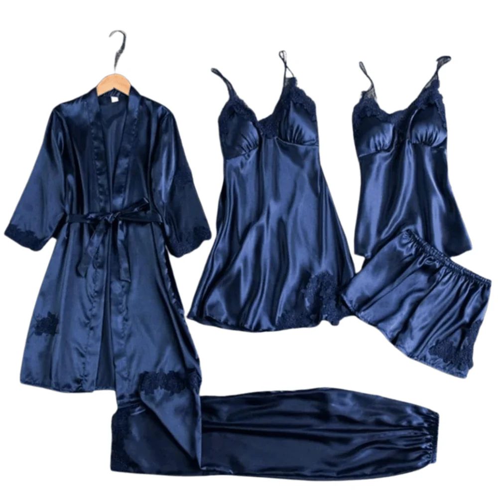 Romance Bloom Silk Nighty (5Pc)