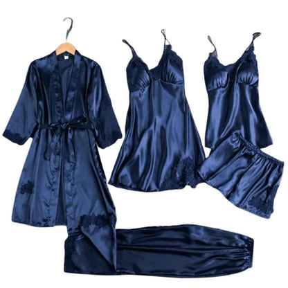 Romance Bloom Silk Nighty (5Pc)