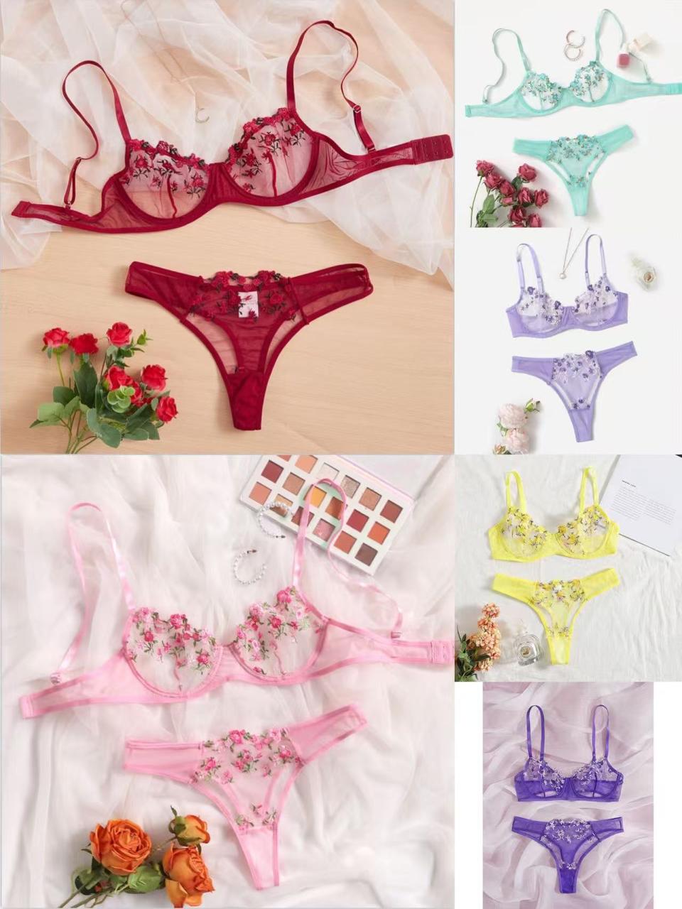 Floral Net Bra & Panty