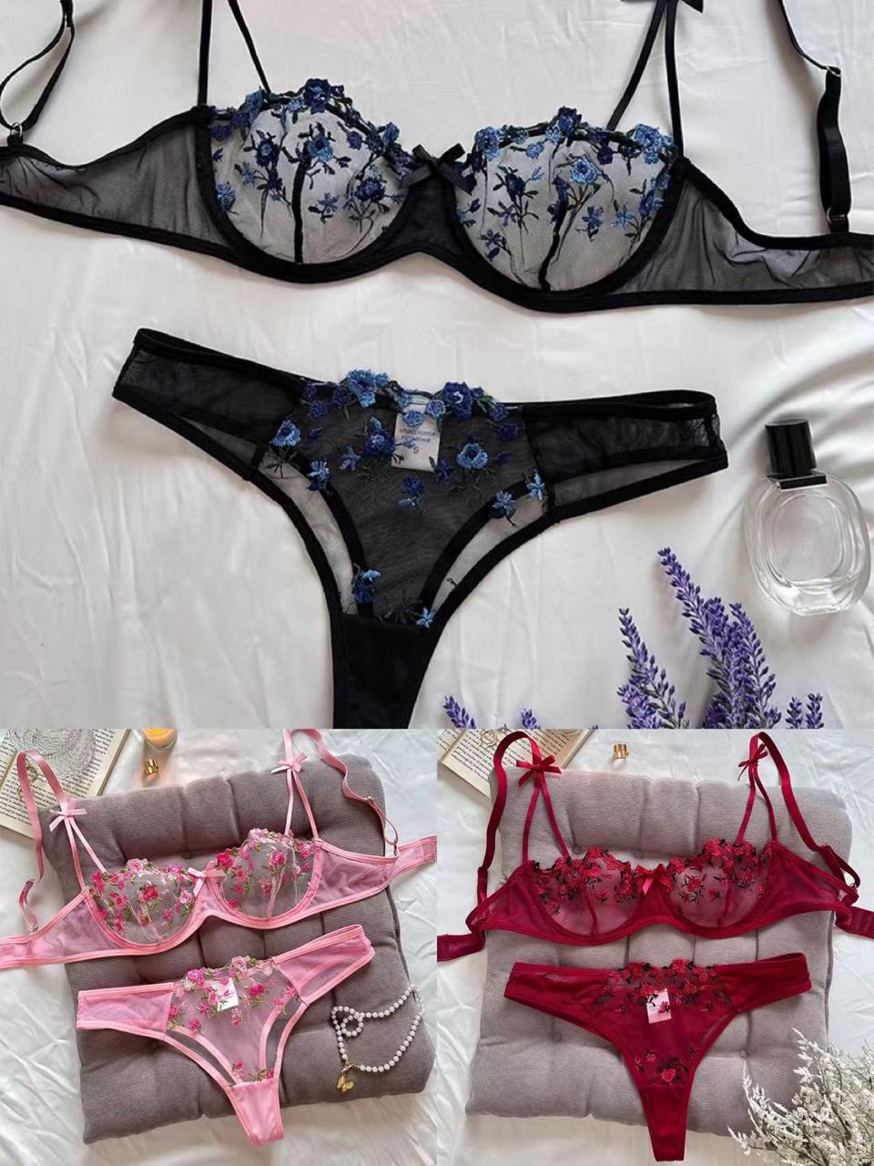 Floral Net Bra & Panty