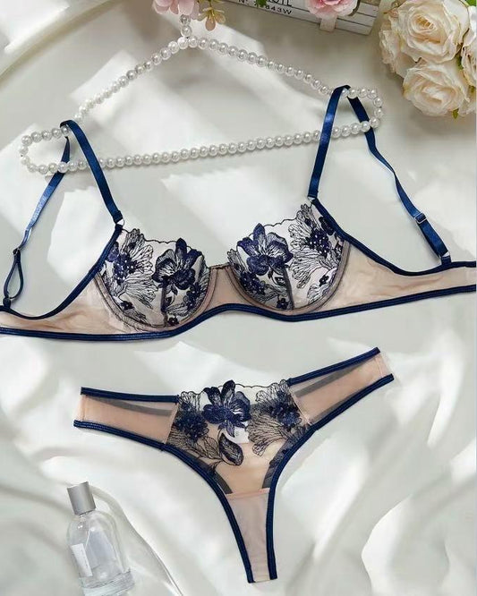 Floral Net Bra & Panty