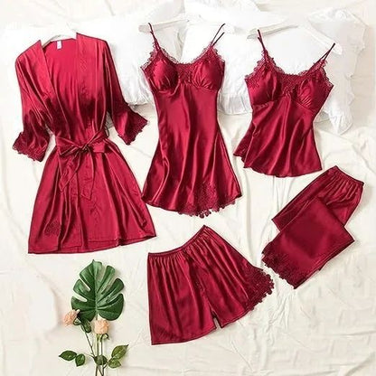 Romance Bloom Silk Nighty (5Pc)
